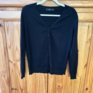 Illusory Cardigan Sweater Black‎ Button Up Women's Size Small